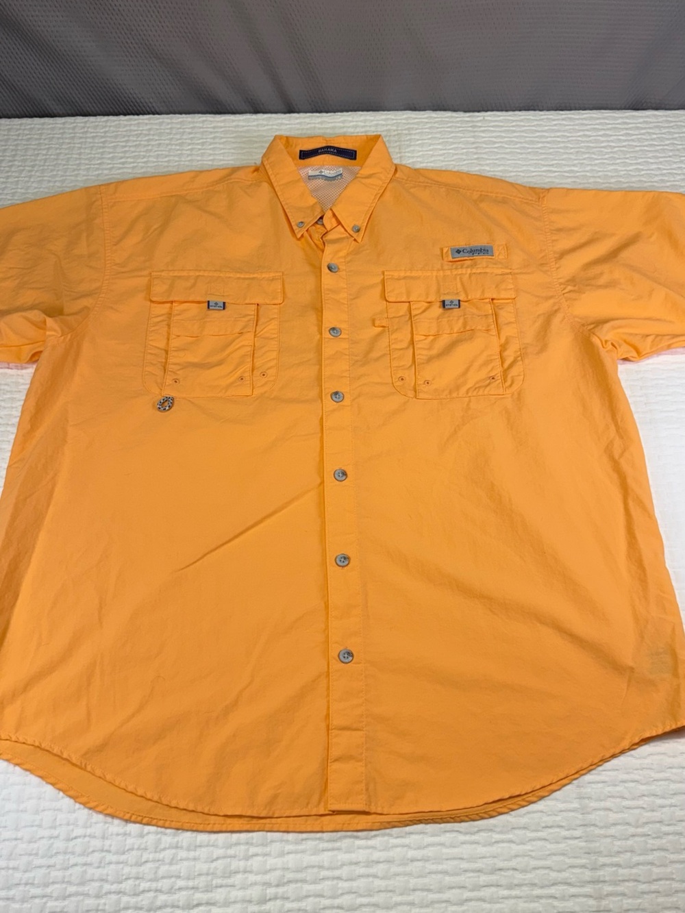 Columbia Bahama PFG Men's Short Sleeve Button-Down Shirt - Orange Size Large